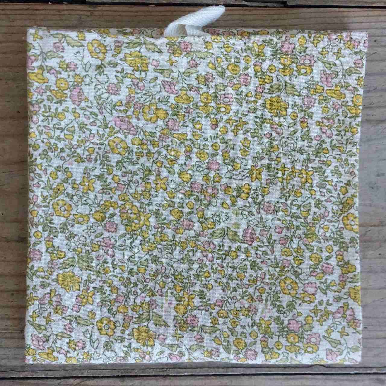 Yellow & Pink Cotton Floral Tea Towel