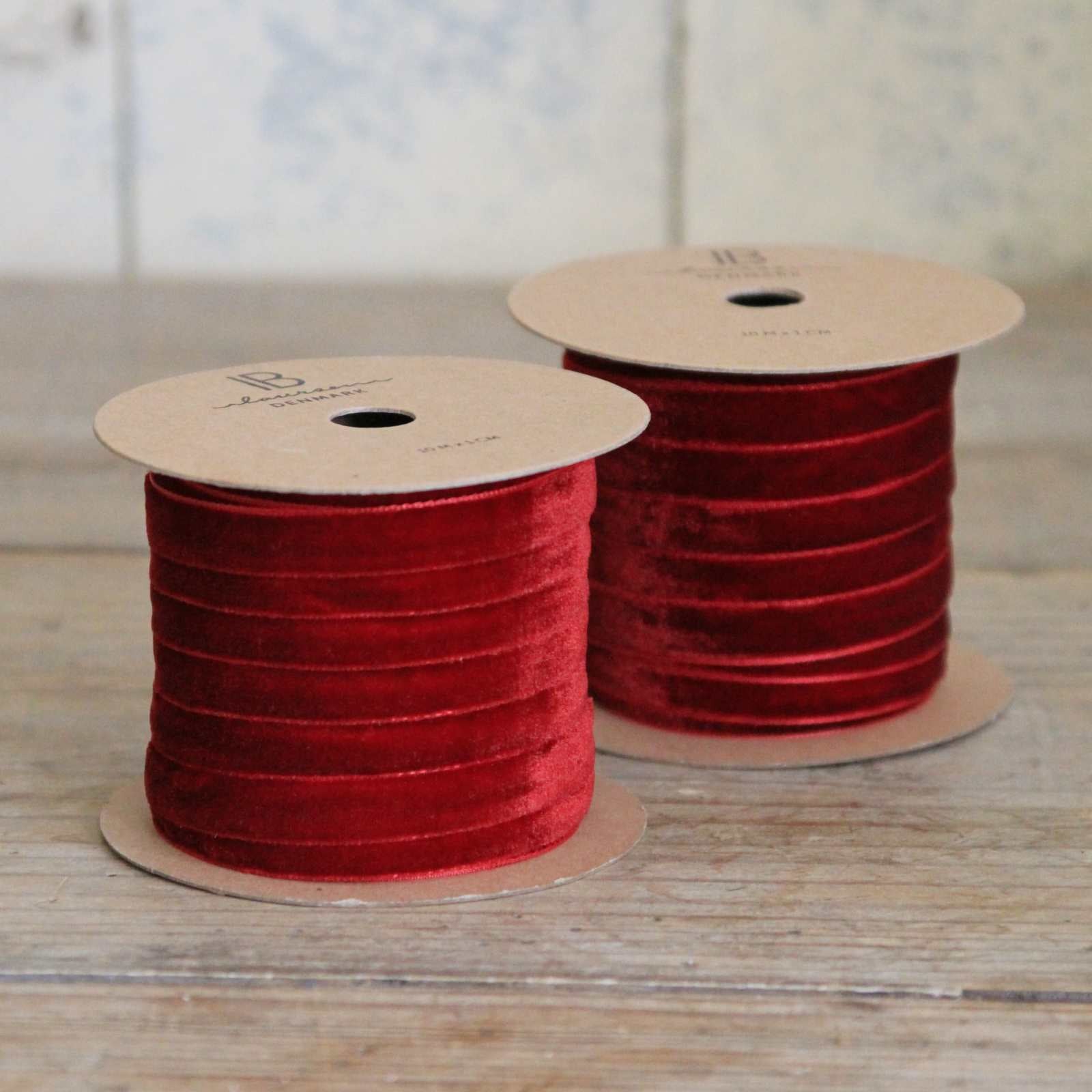Christmas ribbon Thin Velvet Ribbon 10m - Bordeaux