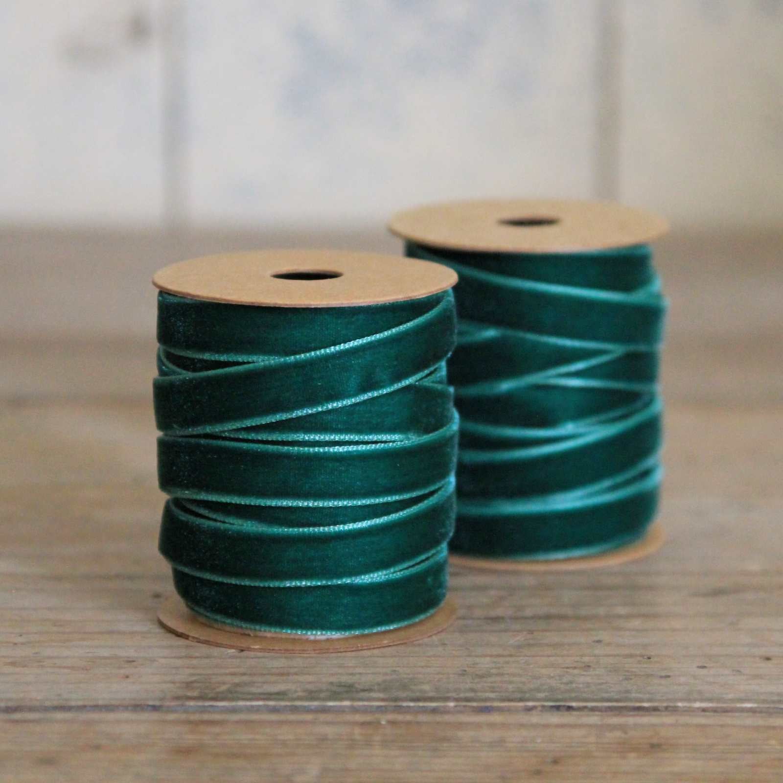 Christmas ribbon - Thin Velvet Ribbon 2m - Forest Green