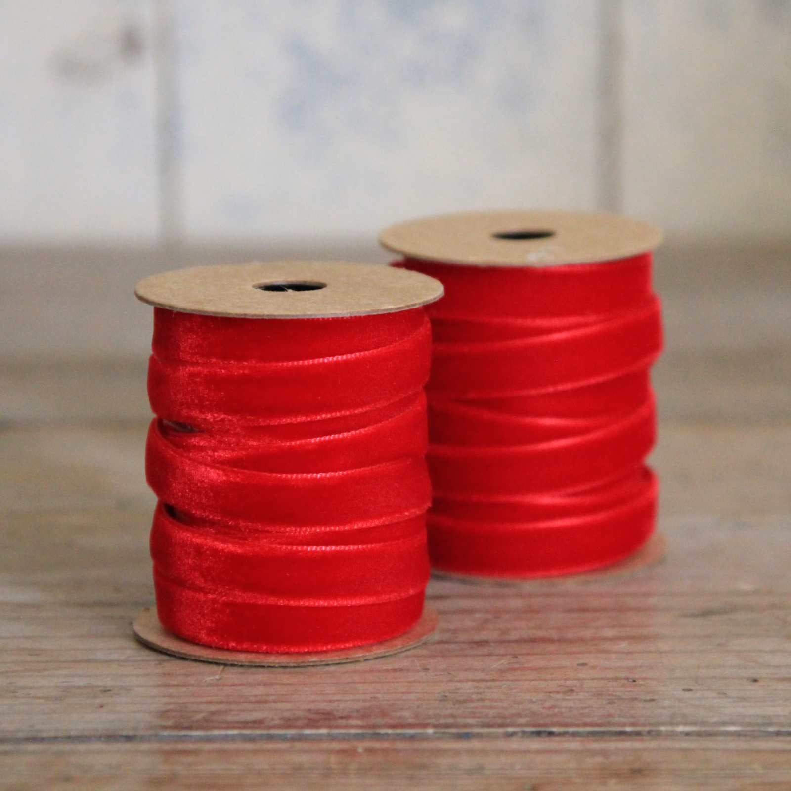 Christmas ribbon Thin Velvet Ribbon - Red