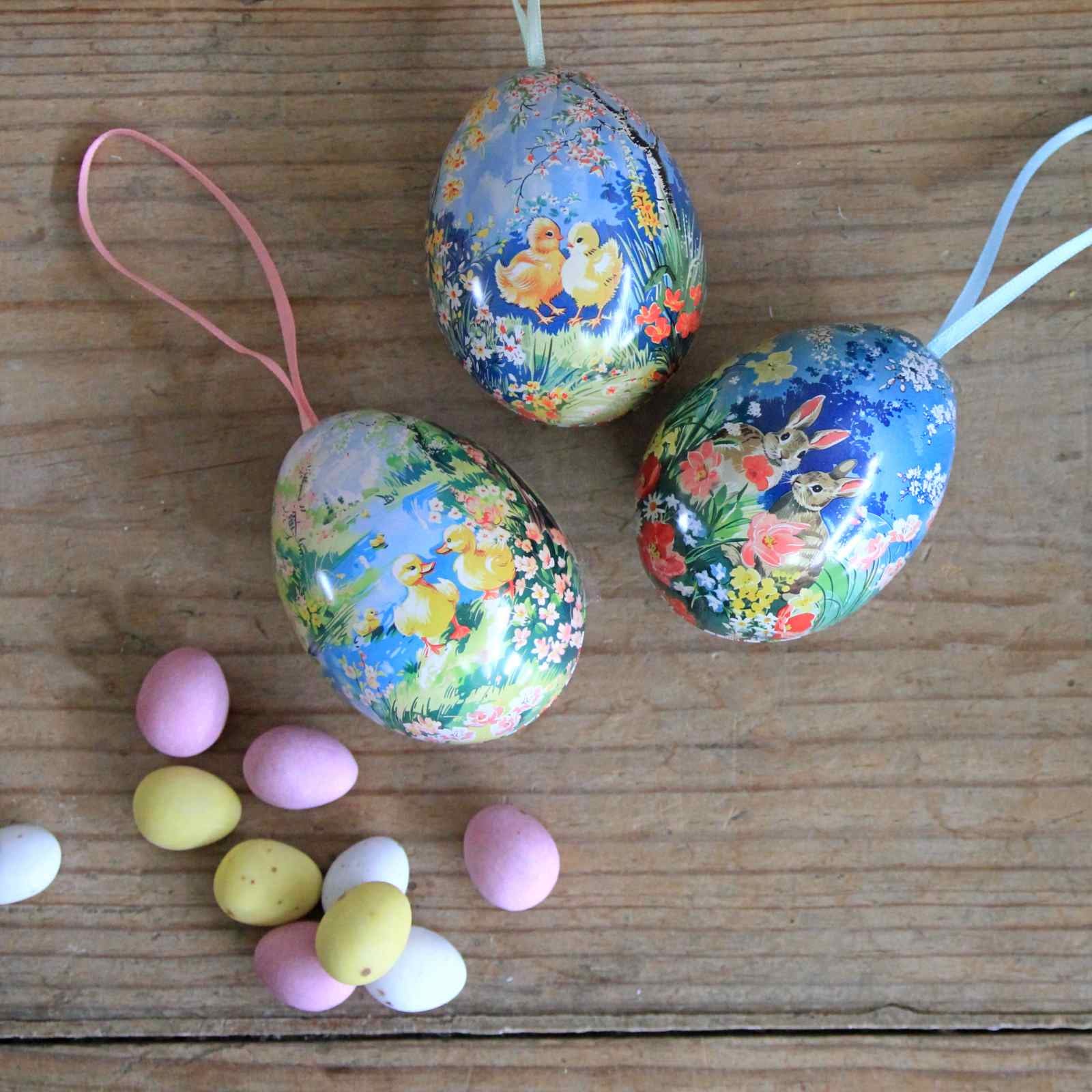 Vintage Easter Egg Tin with Chocolate Eggs