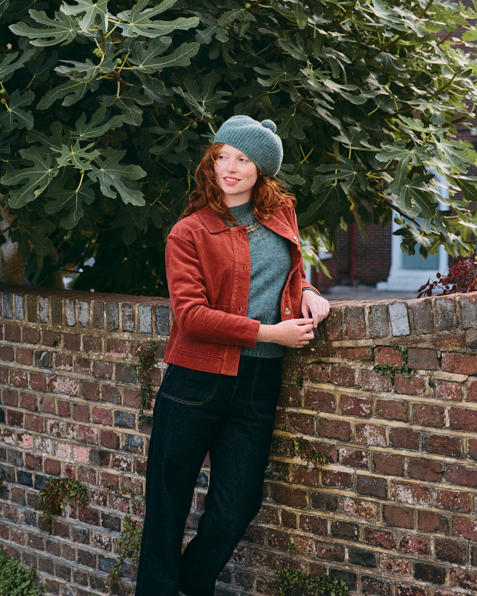 Cropped Cord Jacket - Rust