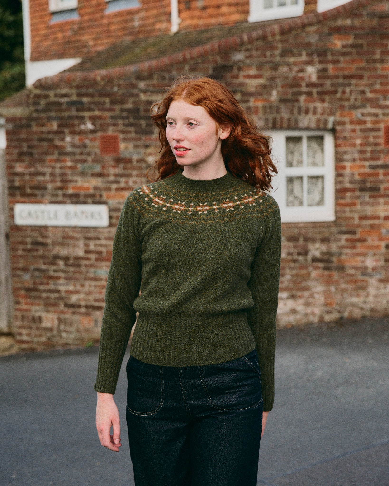 Fair Isle Crew Neck Jumper - Pine