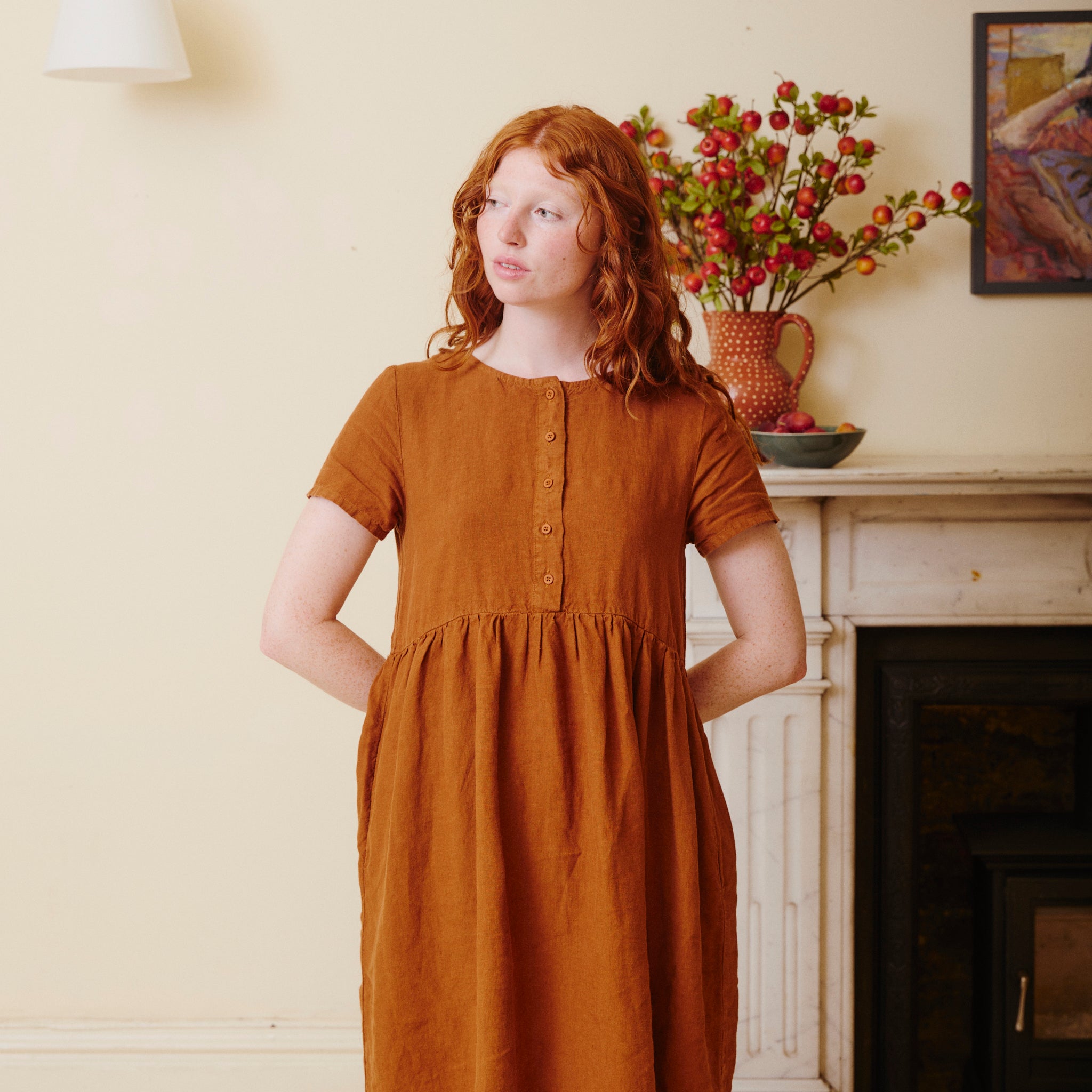 Button Down Linen Dress - Sienna