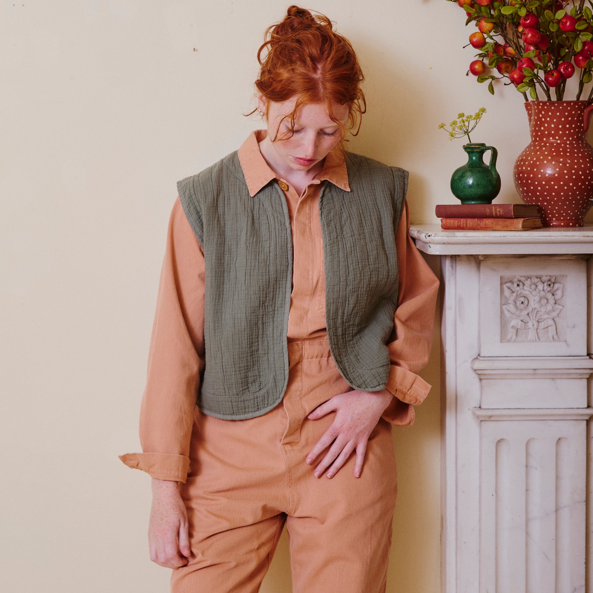 Herringbone Workwear Jumpsuit - Rose 