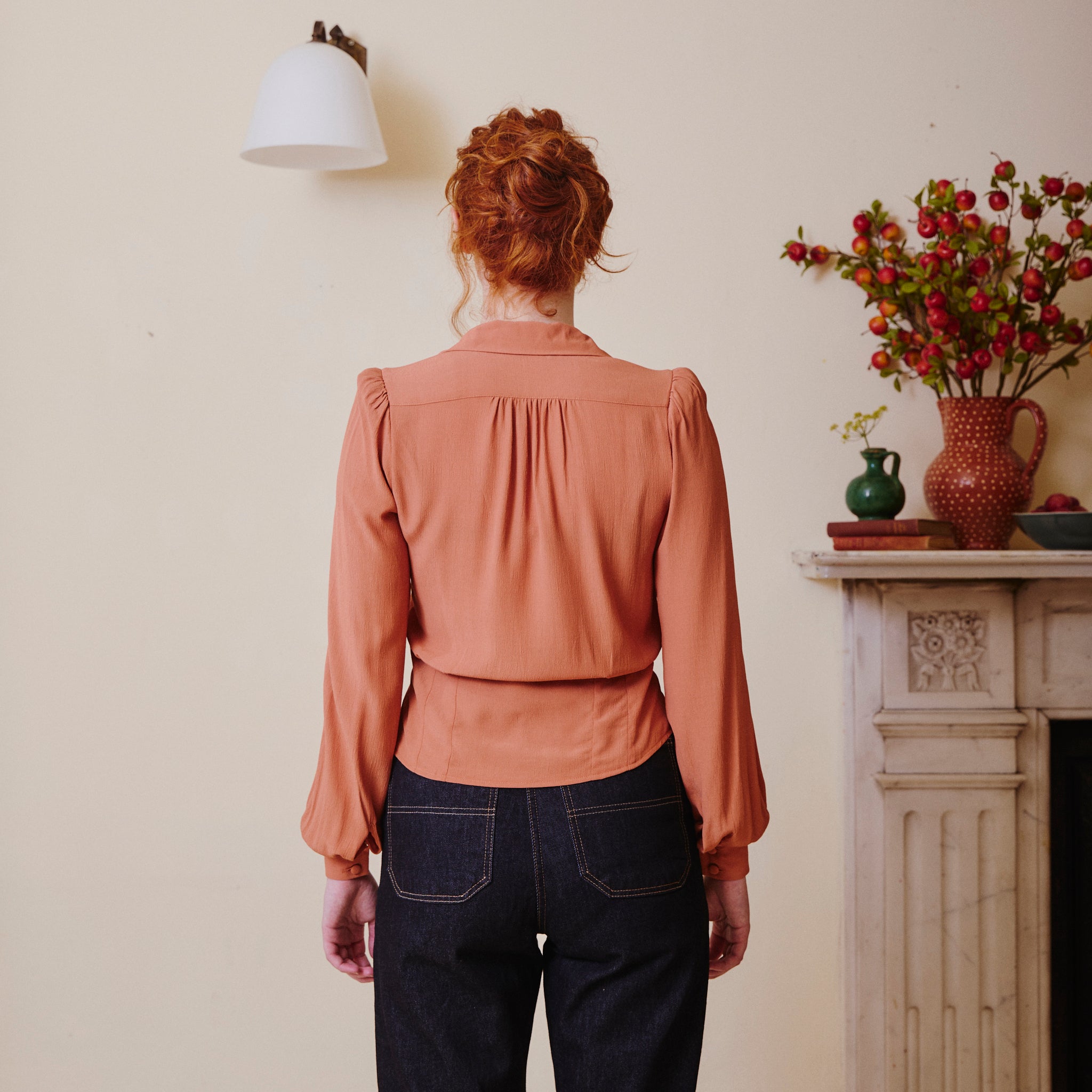 1940's Long Sleeve Blouse - Burnt Peach