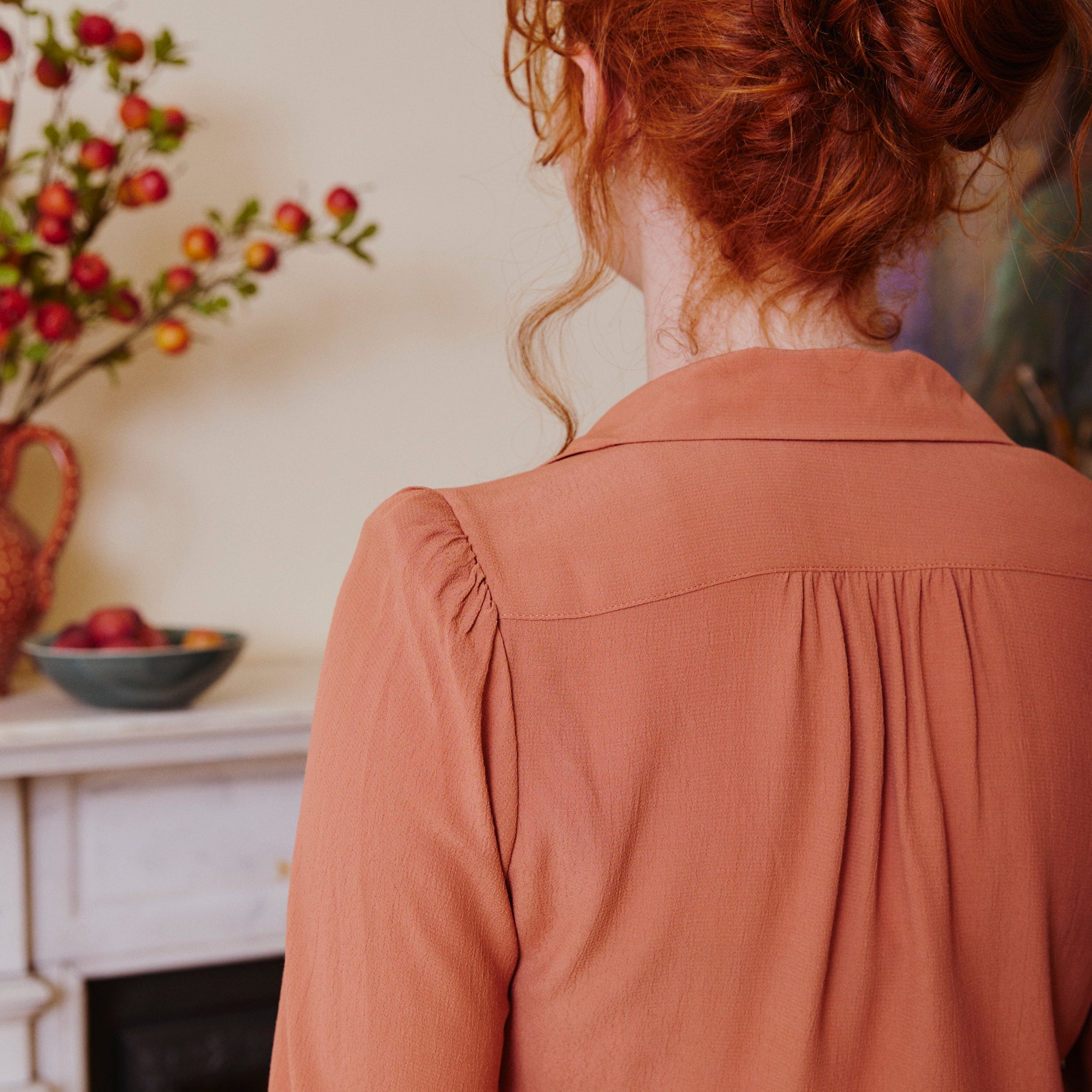 1940's Long Sleeve Blouse - Burnt Peach