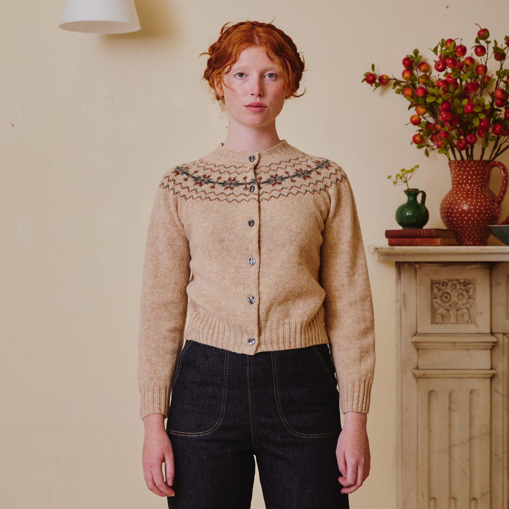Traditional Scottish Fair Isle Yoke Cardigan