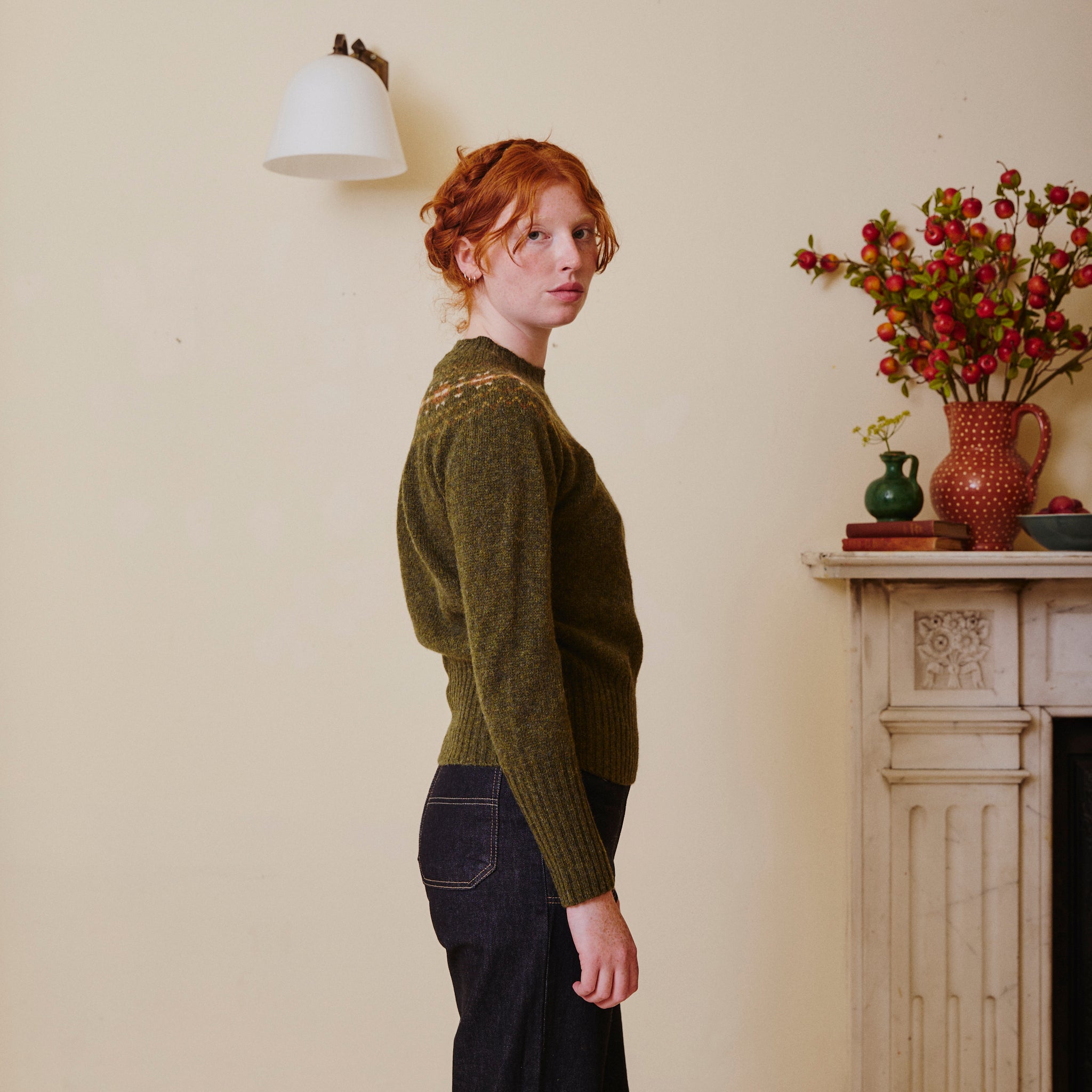 Fair Isle Crew Neck Jumper - Pine