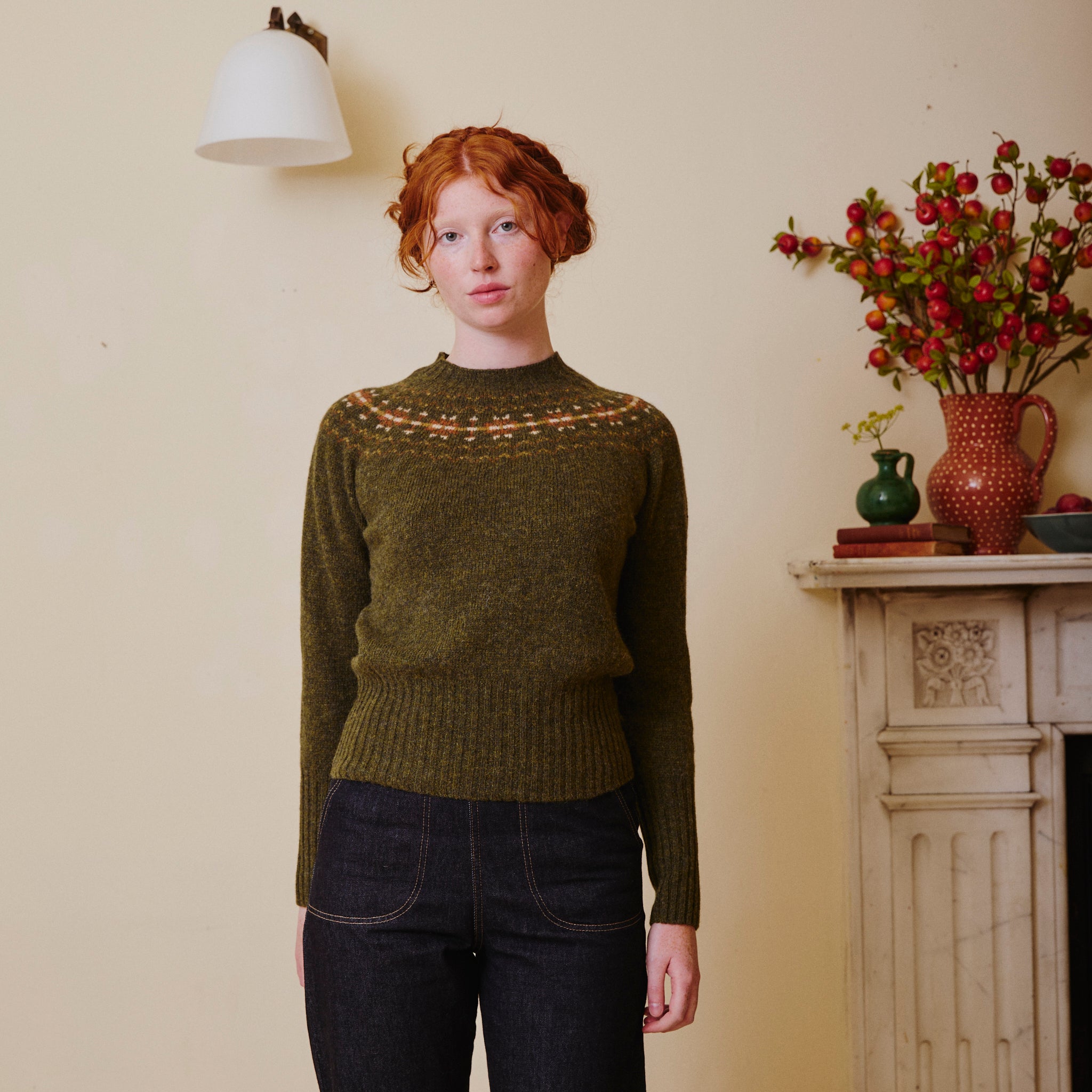 Fair Isle Crew Neck Jumper - Pine