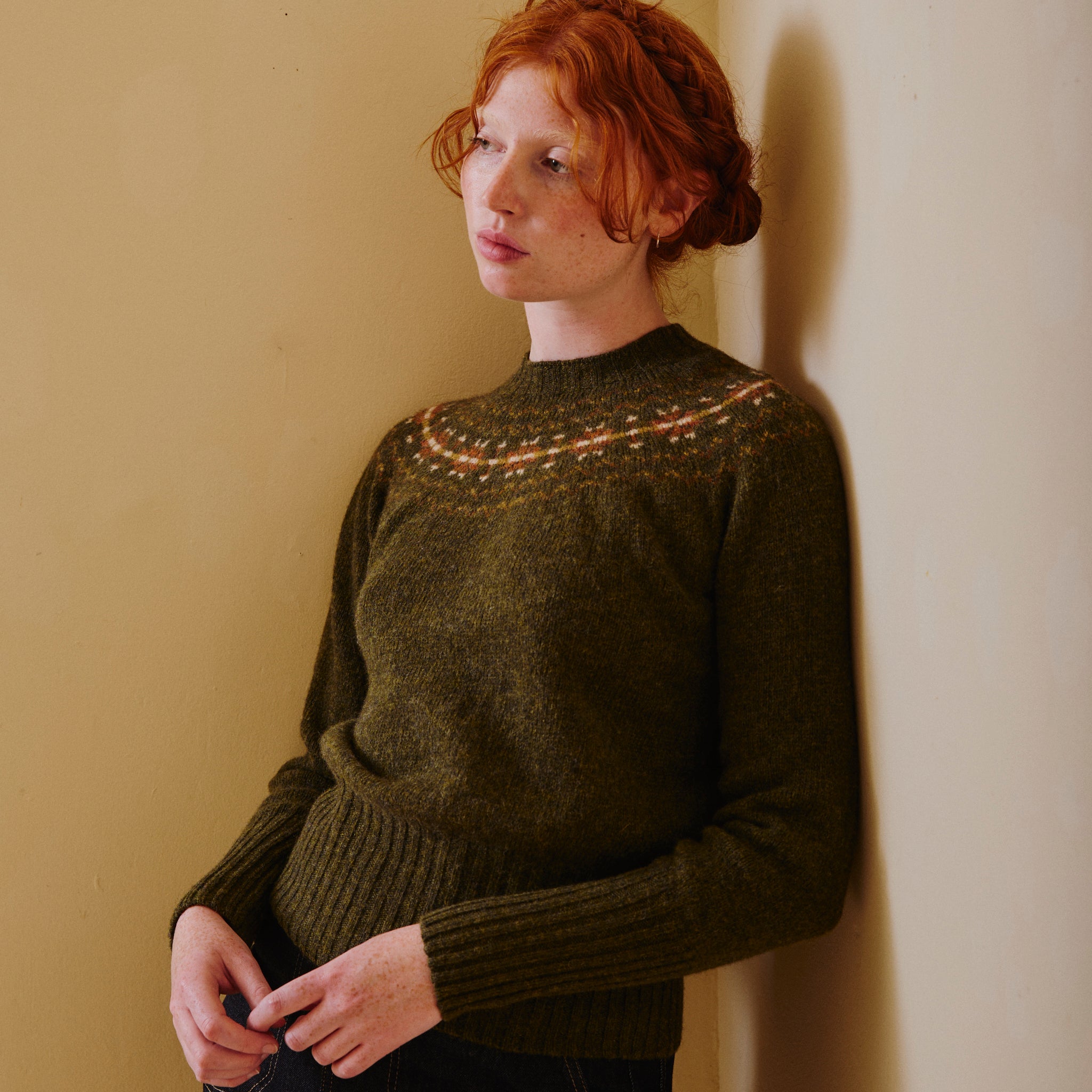 Fair Isle Crew Neck Jumper - Pine