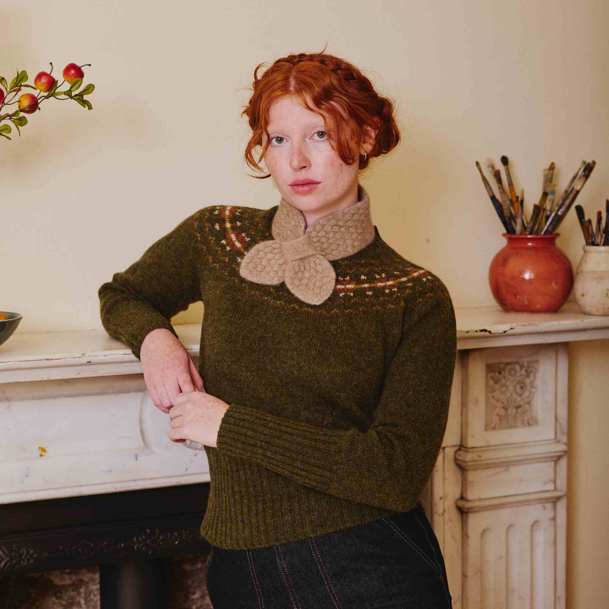 Knitted Cashmere Neck Tie - Faun