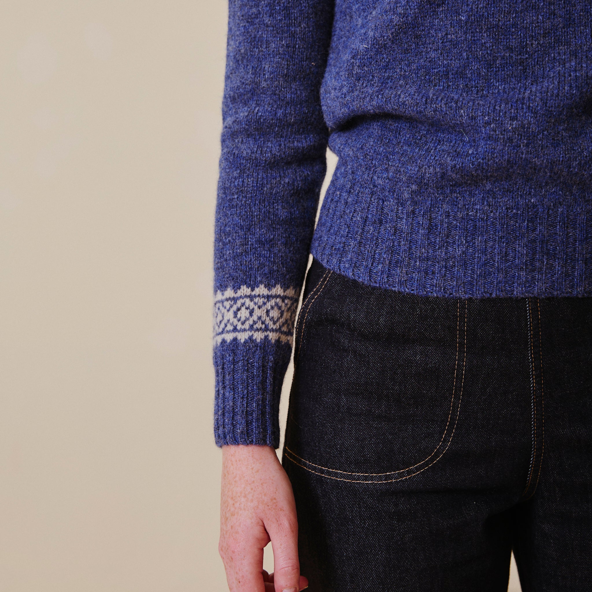 Classic Fair Isle Jumper - Denim & Calico