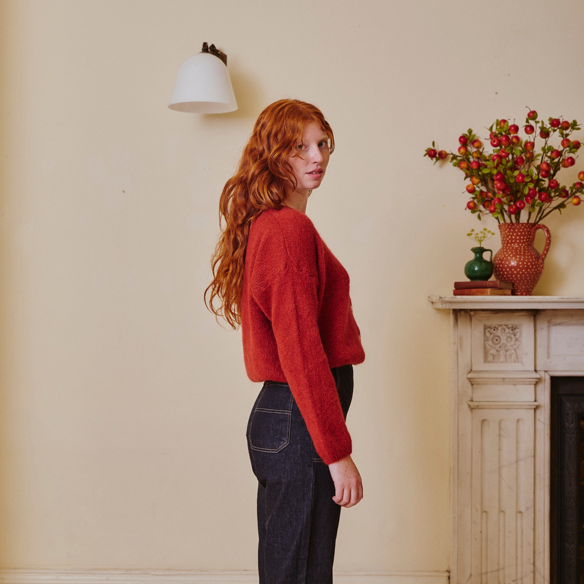 Rusty red Mohair Cardigan - Brick