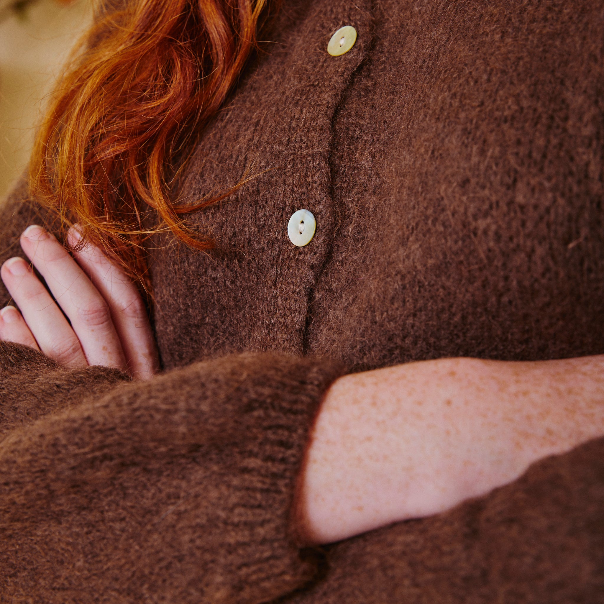 Brown Mohair Cardigan - Cocoa