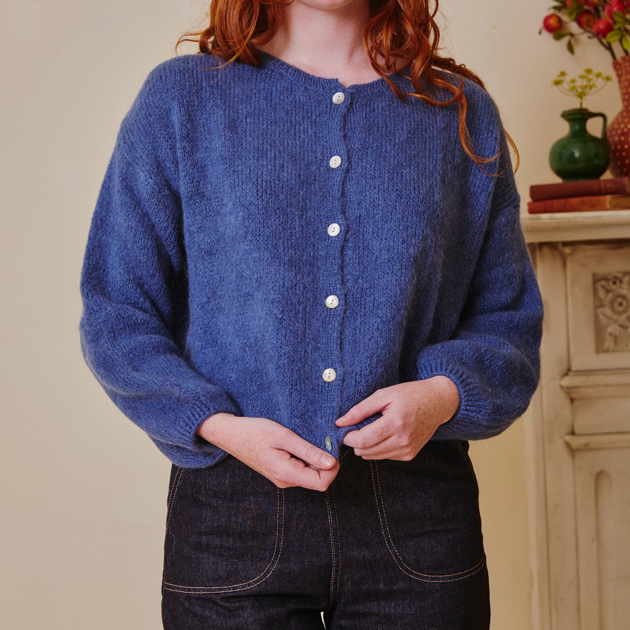Mohair Cardigan - Cornflower Blue