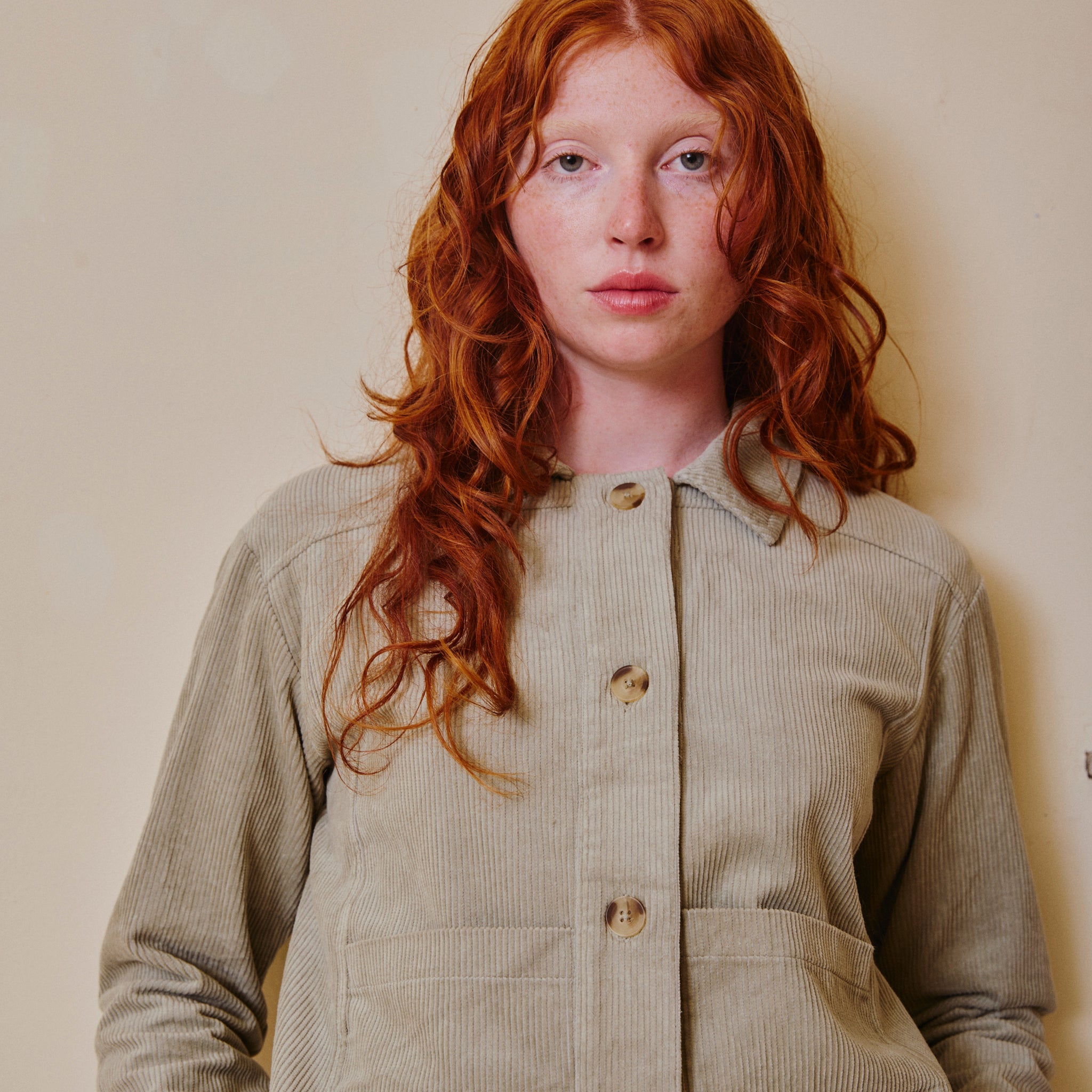 Cropped Cord Jacket - Pale Sage