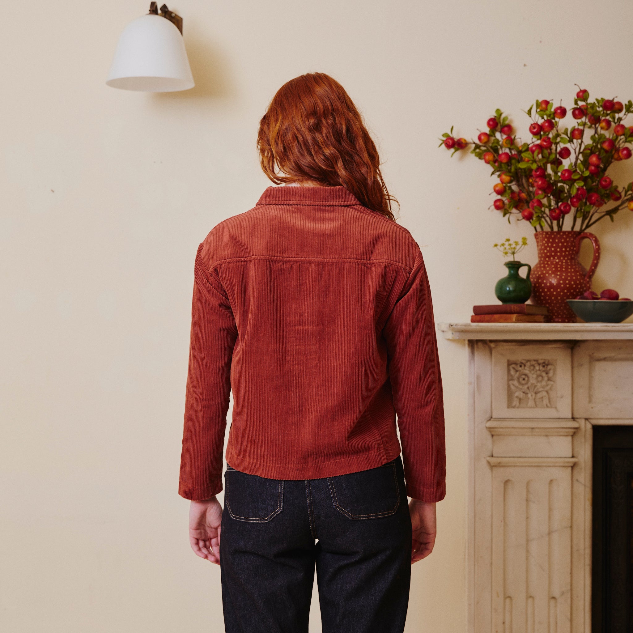 Cropped Cord Jacket - Rust