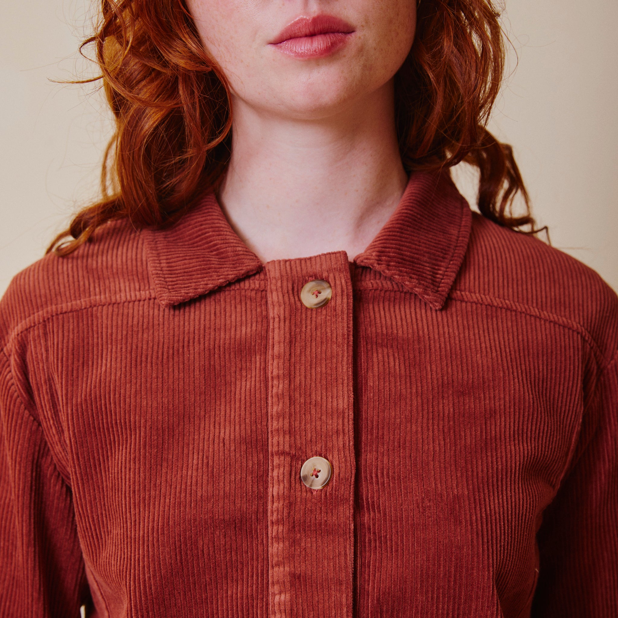Cropped Cord Jacket - Rust