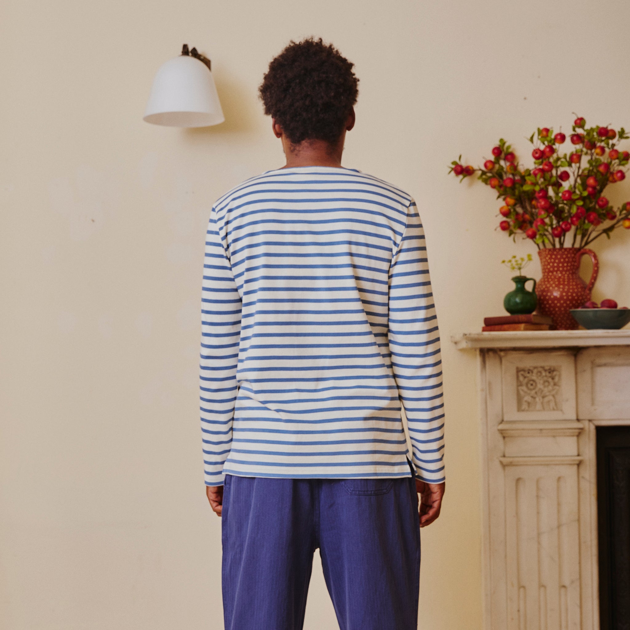 Unisex Striped Breton Top - Provence Blue / Cream