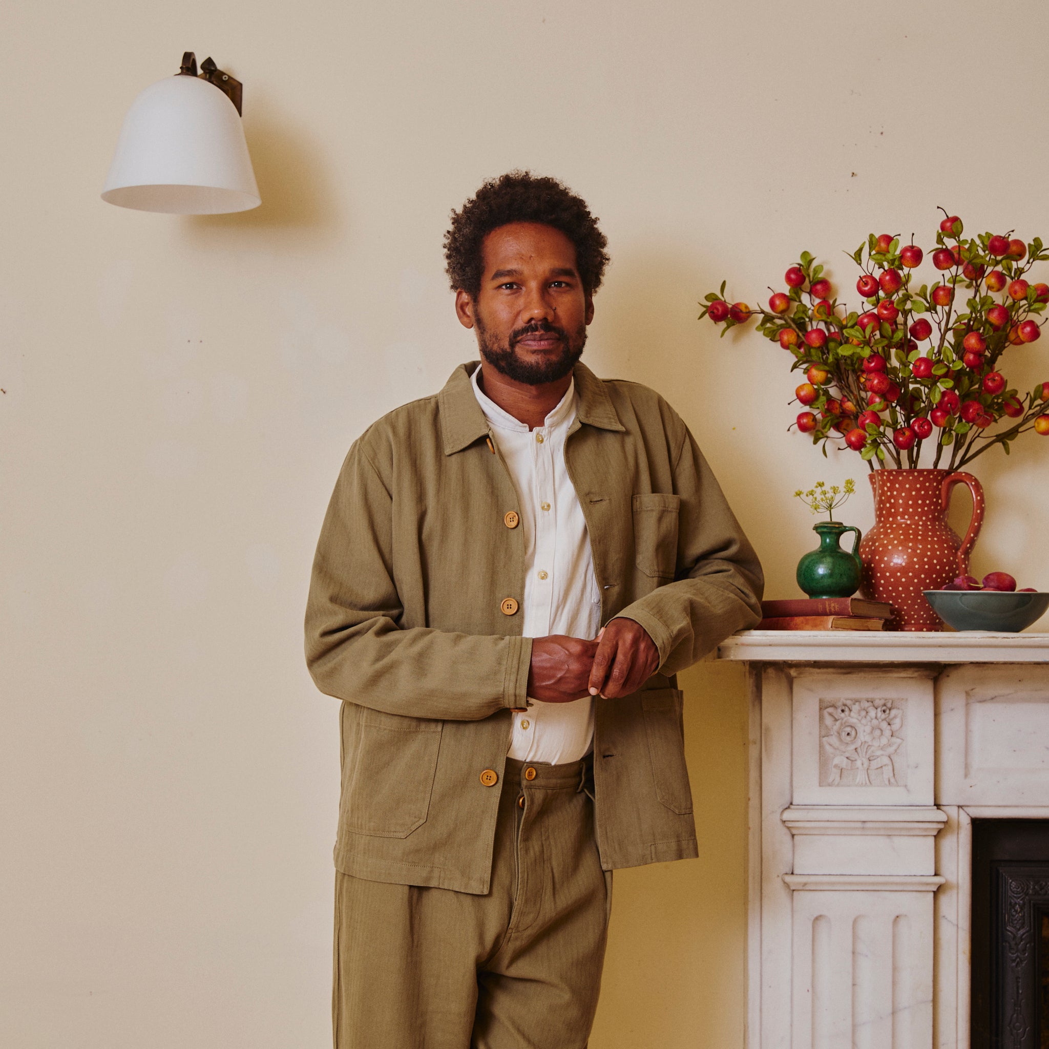 Unisex Herringbone Chore Jacket - Green