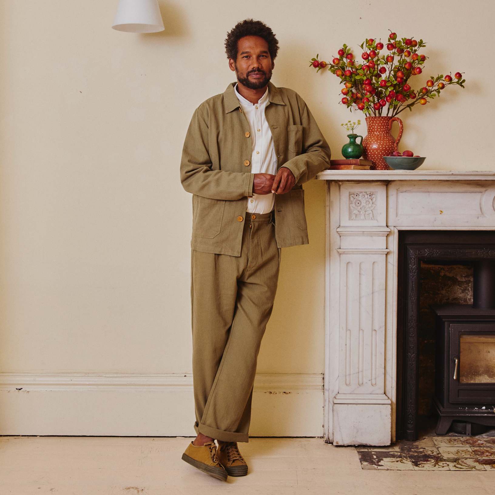 Unisex Herringbone Work Trousers - Green