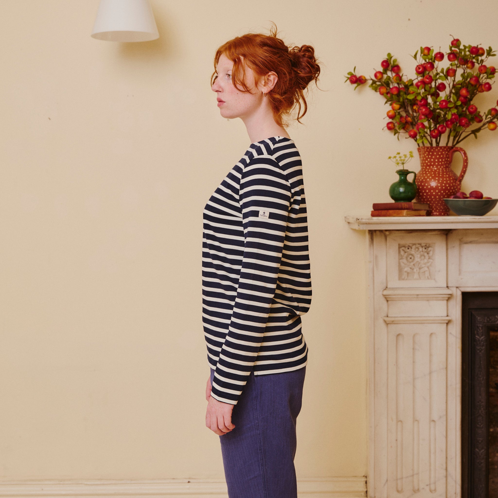 Unisex Striped Breton Top -  Navy  / Cream