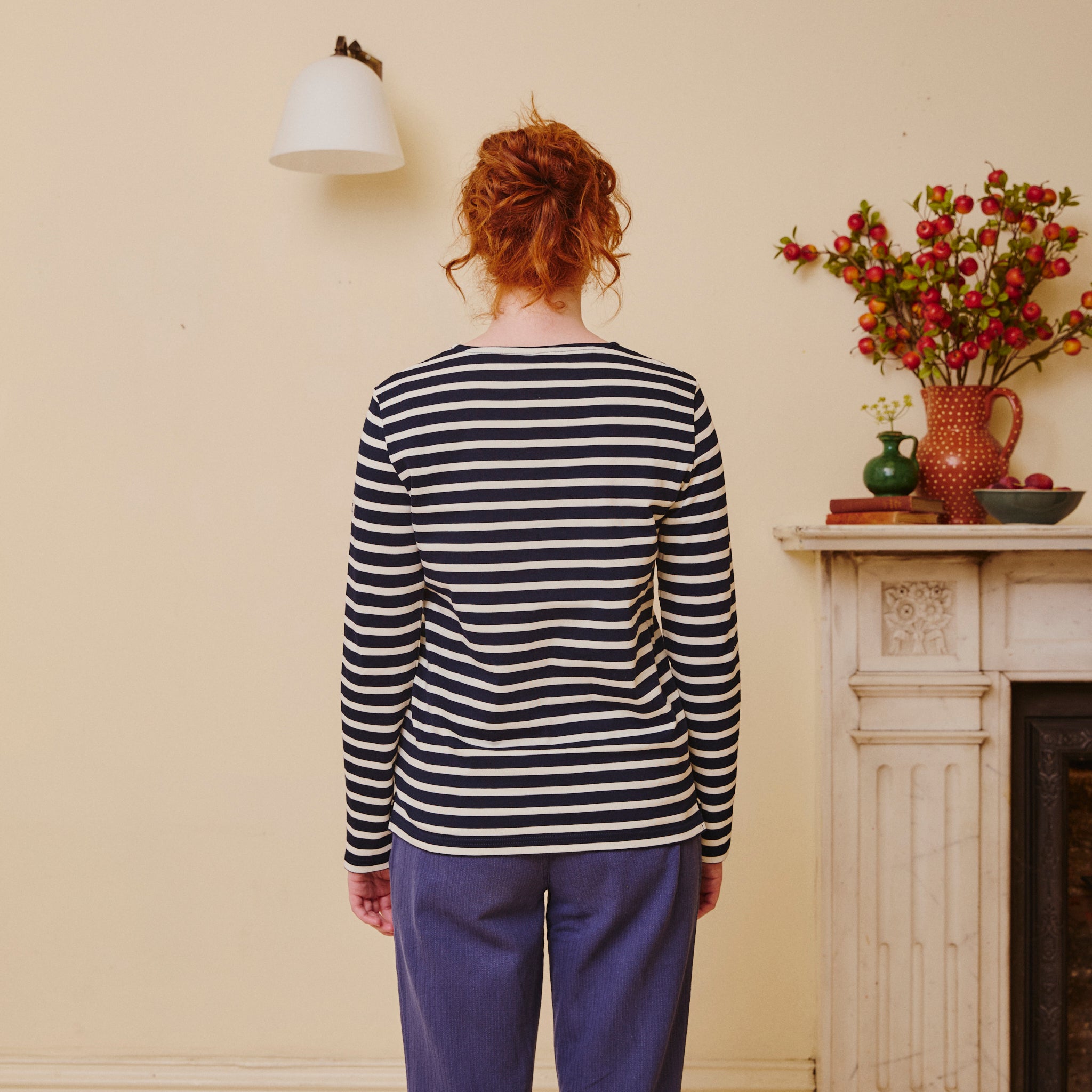 Unisex Striped Breton Top -  Navy  / Cream