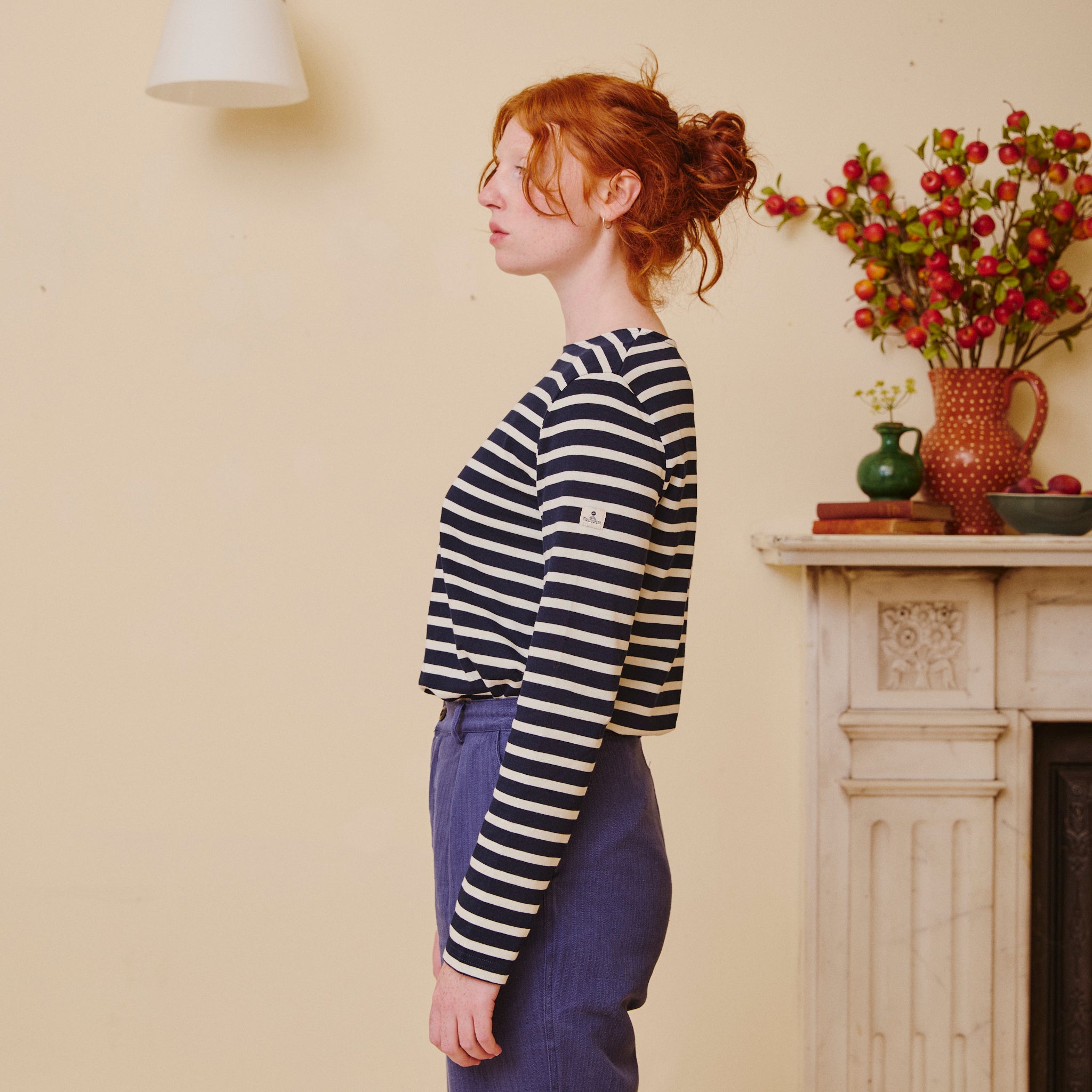 Unisex Striped Breton Top -  Navy  / Cream
