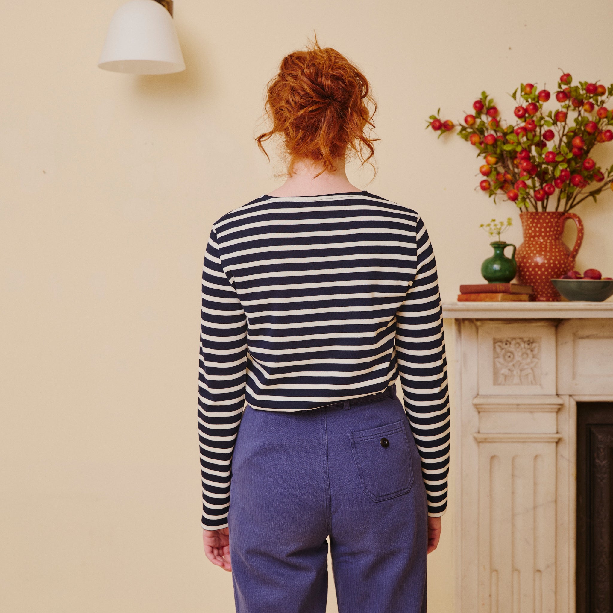 Unisex Striped Breton Top -  Navy  / Cream