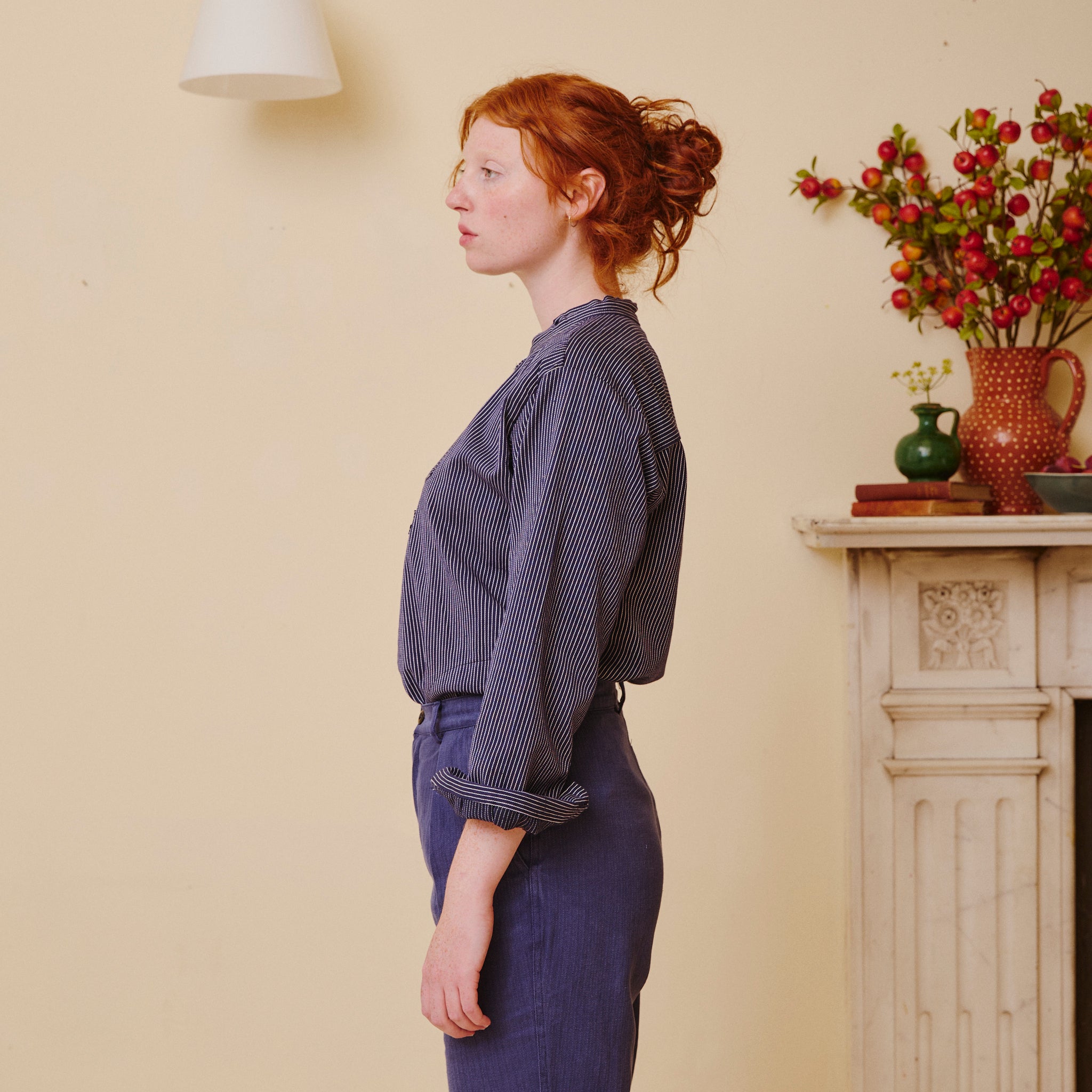 Unisex Navy Stripe Work Shirt
