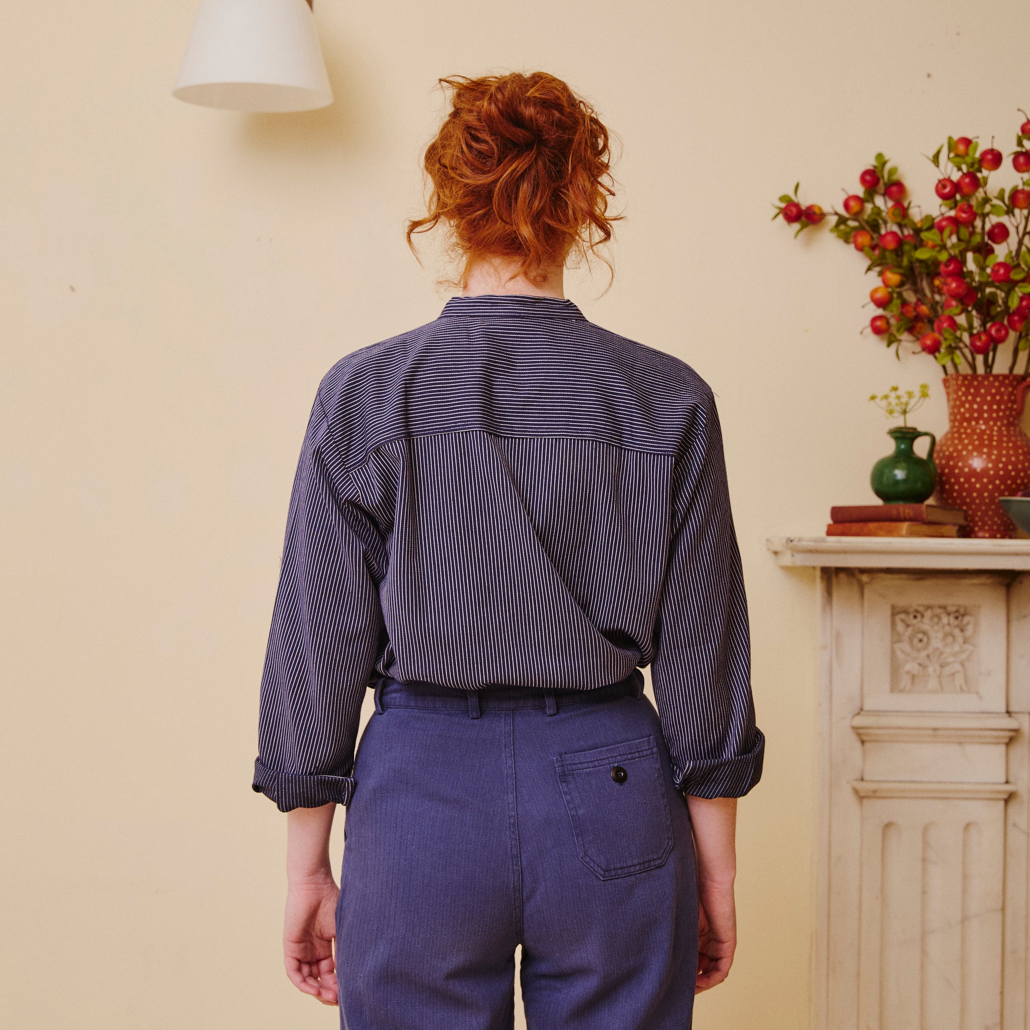Unisex Navy Stripe Work Shirt