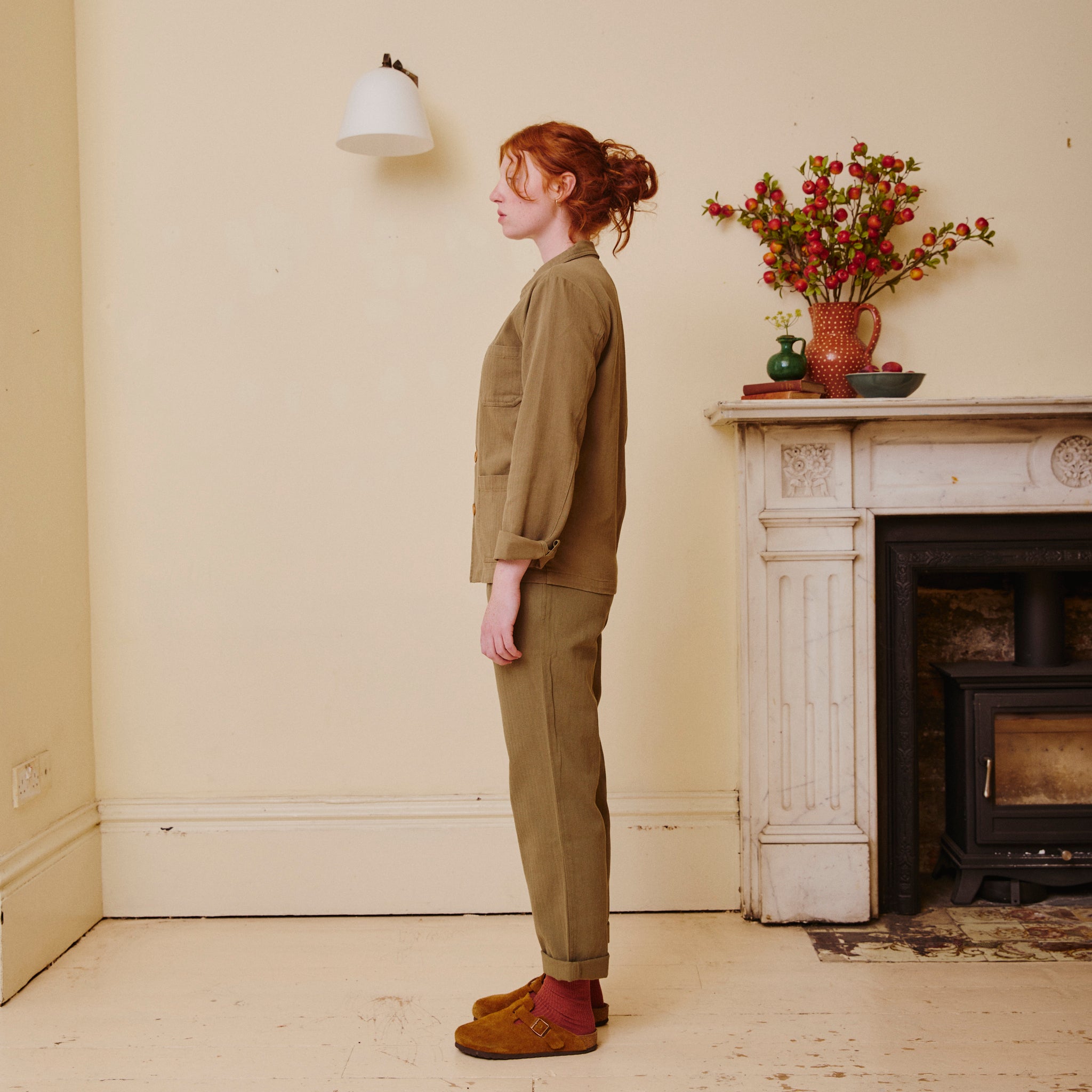 Unisex Herringbone Work Trousers - Green