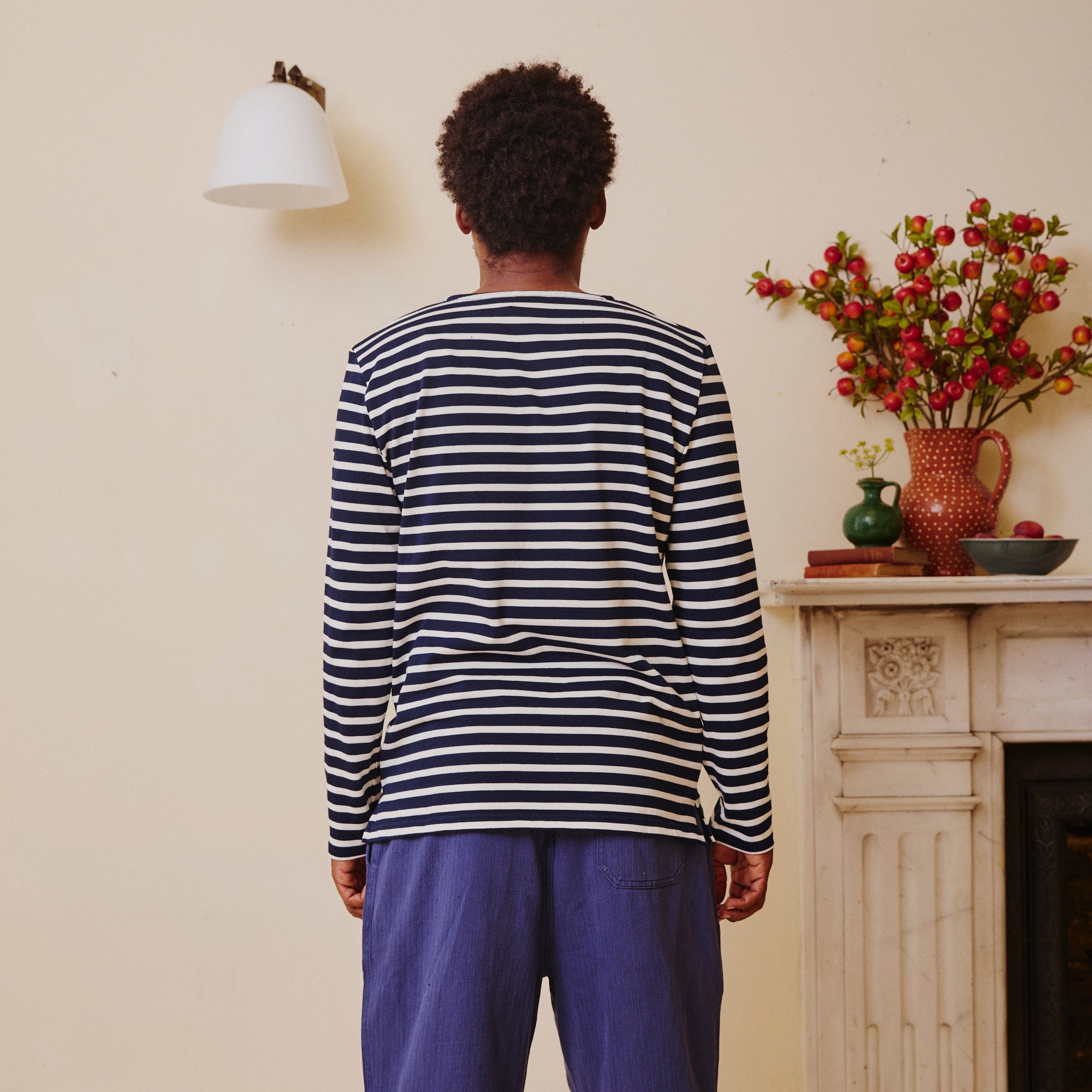 Unisex Striped Breton Top -  Navy  / Cream