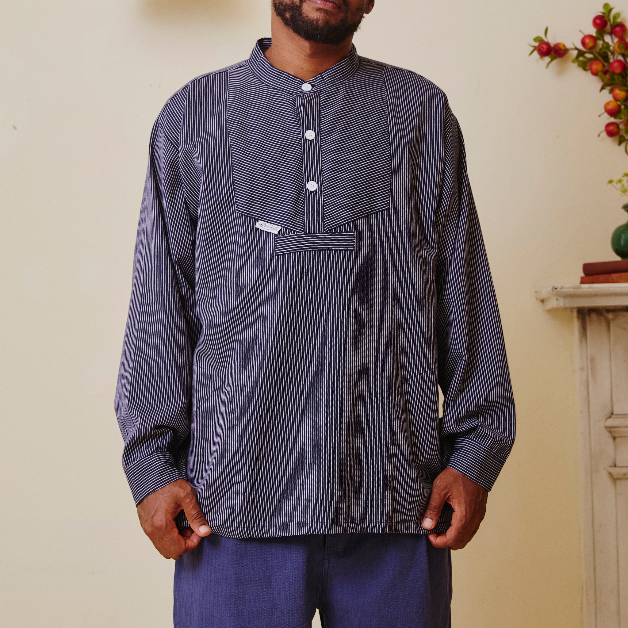 Unisex Navy Stripe Work Shirt