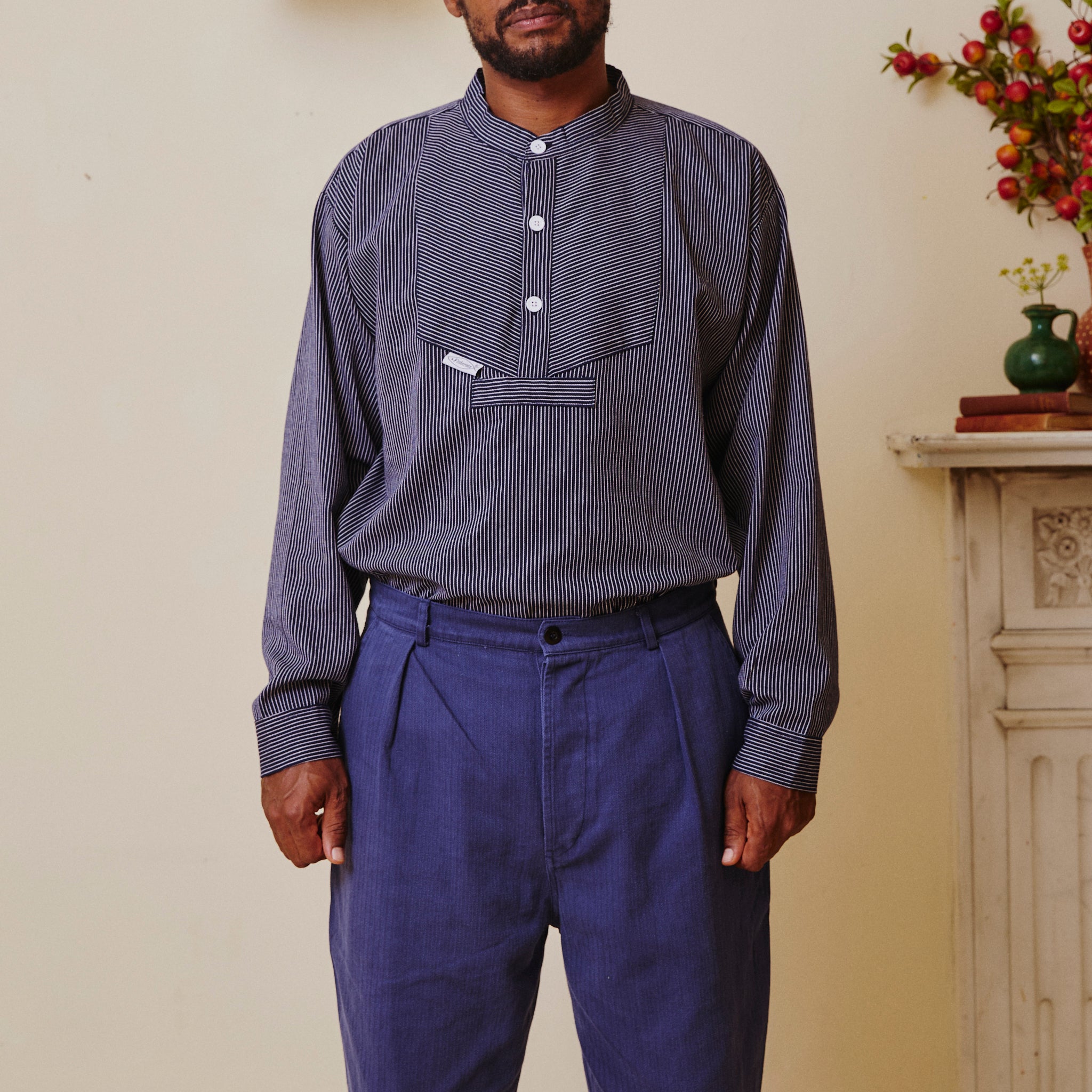 Unisex Navy Stripe Work Shirt