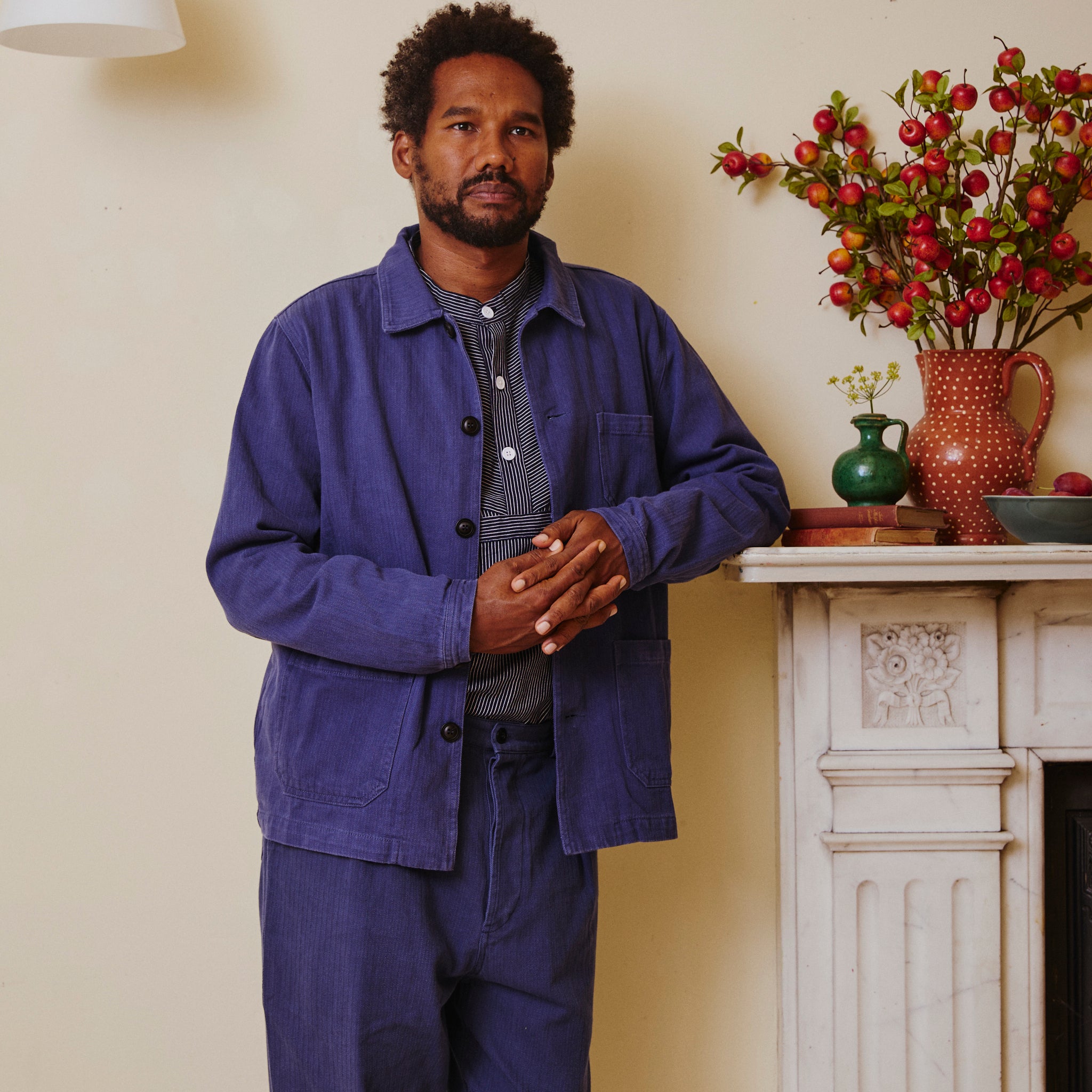 Unisex Navy Stripe Work Shirt