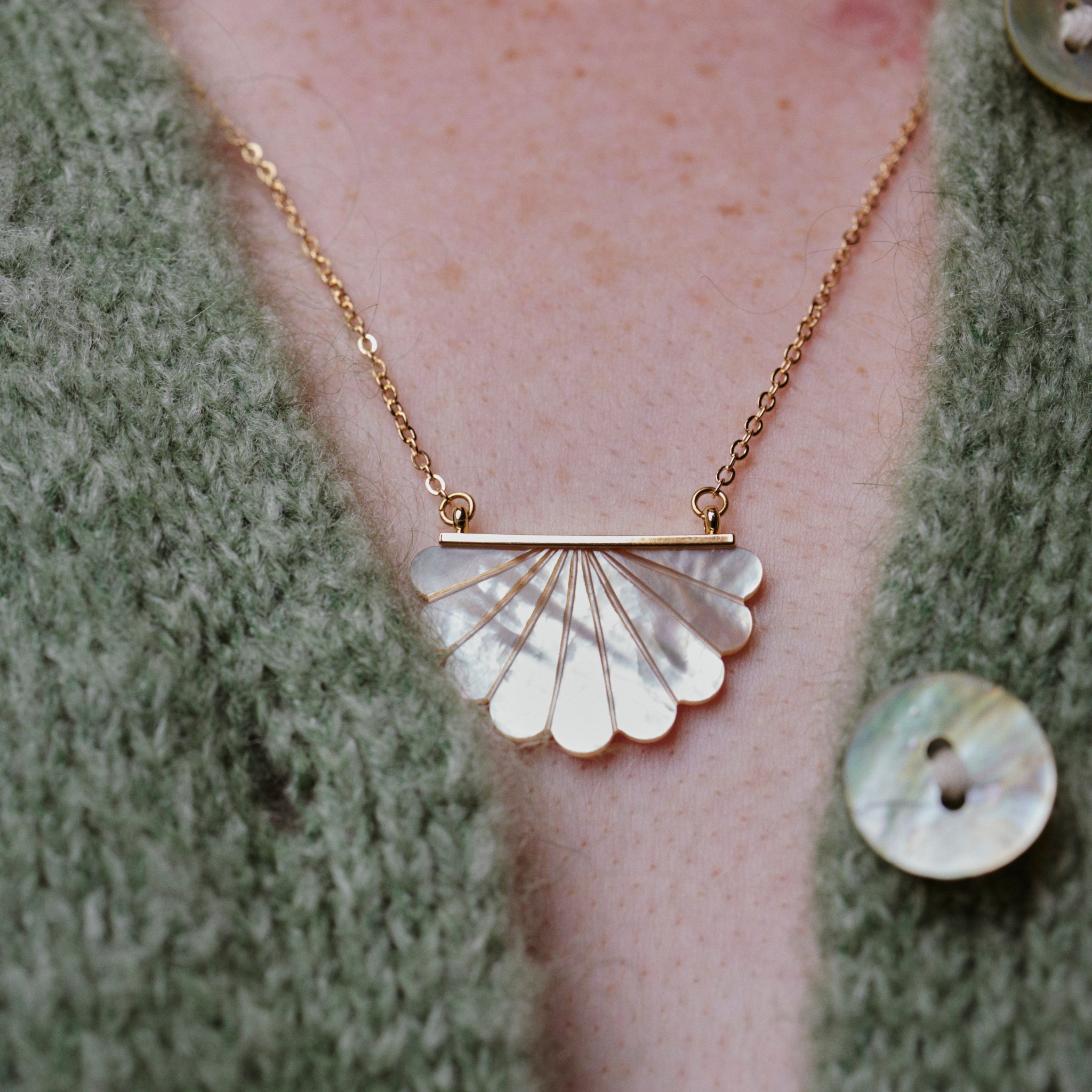 Mother of Pearl Scallop Necklace