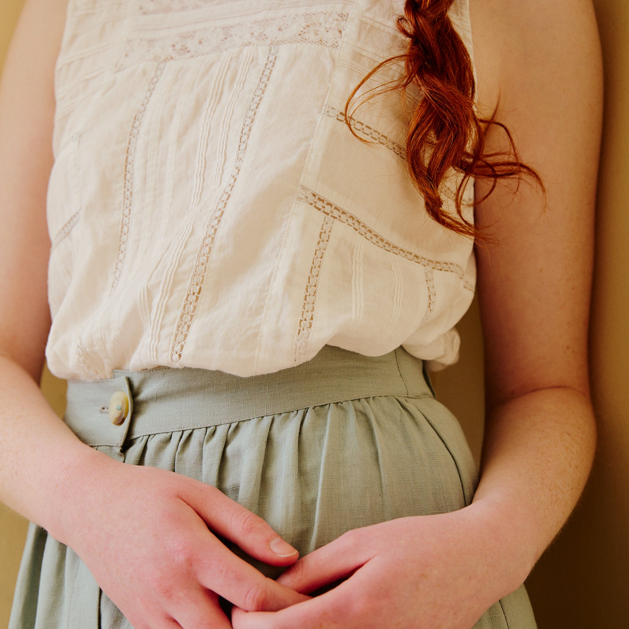 Cropped Lace Top - Buttoned Back