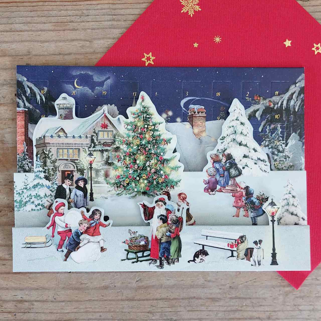 3D Winterscape Advent Calendar Card - Santa's Visit