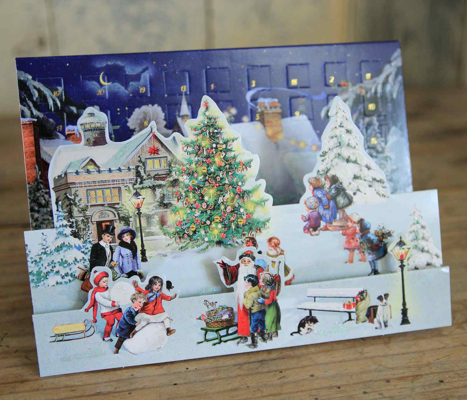 3D Winterscape Advent Calendar Card - Santa's Visit