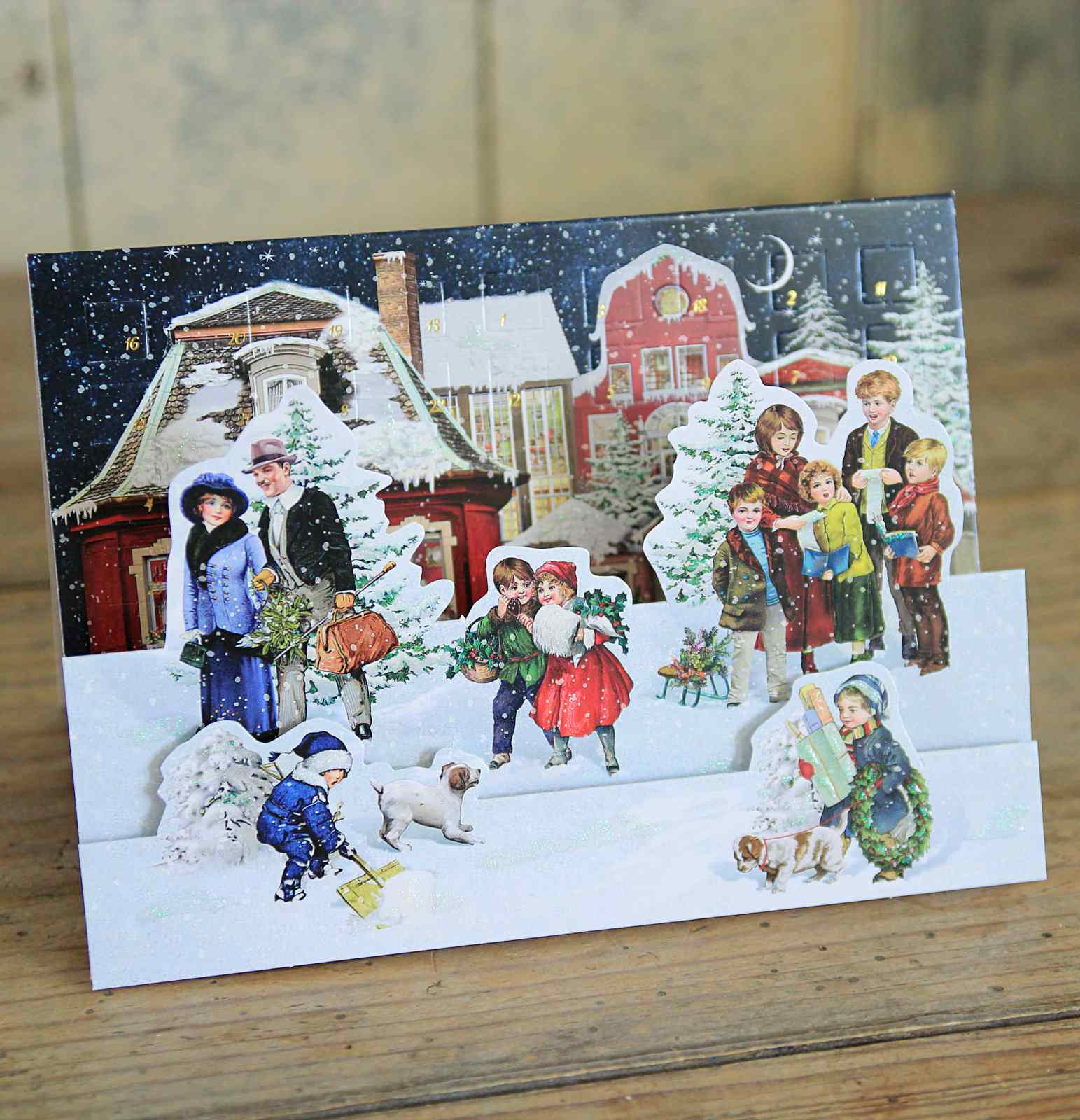 Winterscape Advent Calendar Card - Snowy Town