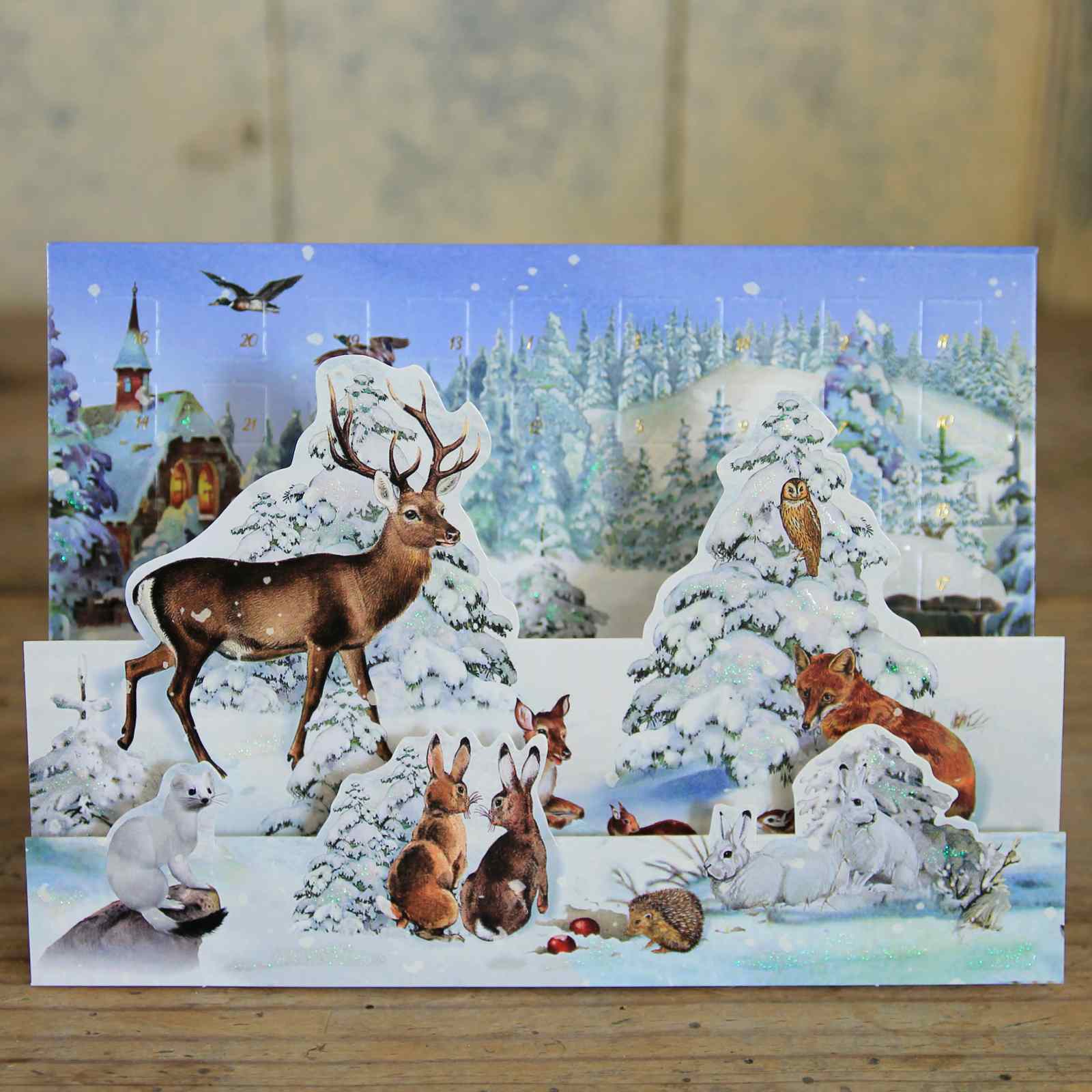 Winterscape Advent Calendar Card - Woodland Animals