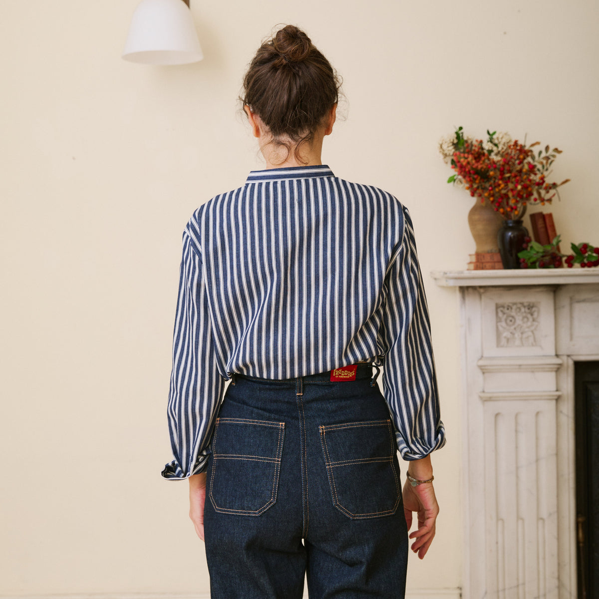Navy Herringbone Work Shirt