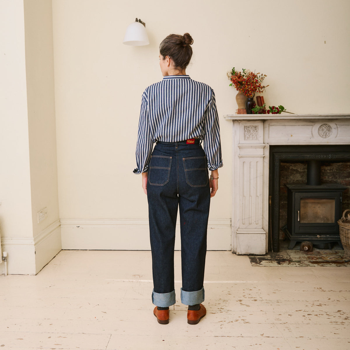 Navy Herringbone Work Shirt