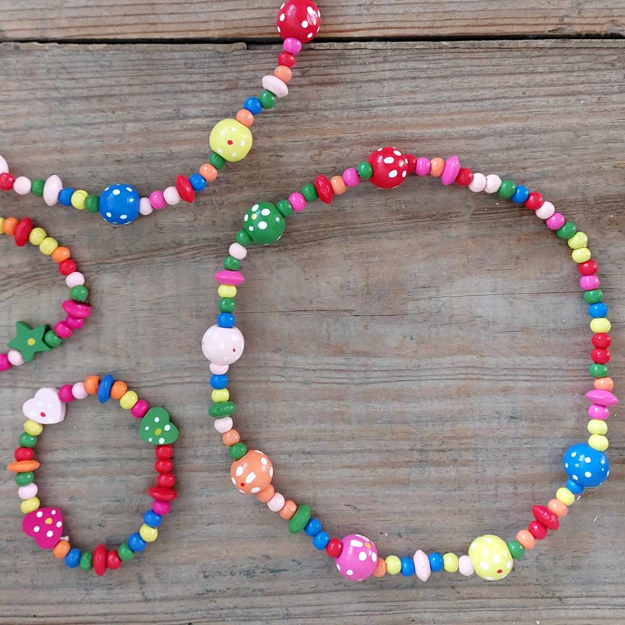 Children's colourful Wooden Bead Necklace and bracelet