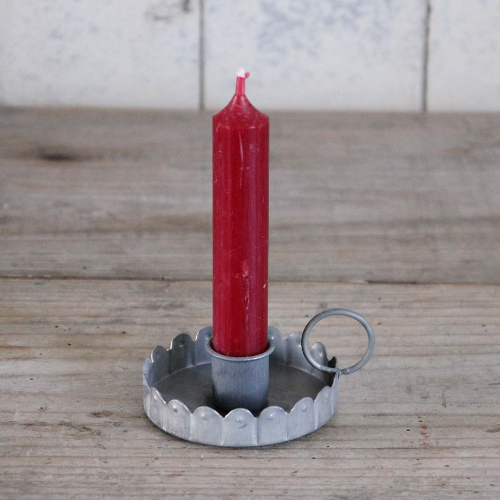 Antique Zinc Chamberstick Candle Holder