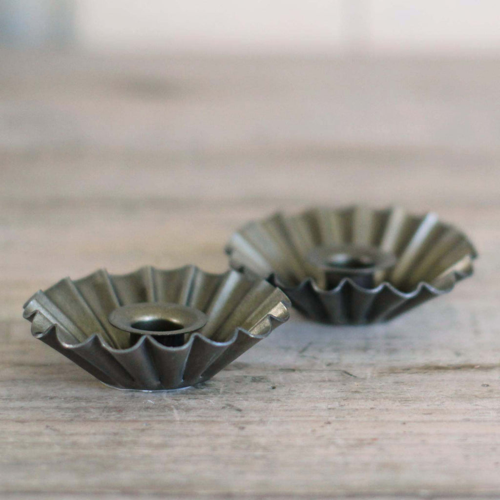 Antique Brass Candle Holder - Scalloped Edge