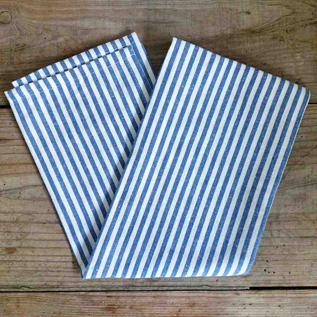 Blue Cotton Stripe Tea Towel