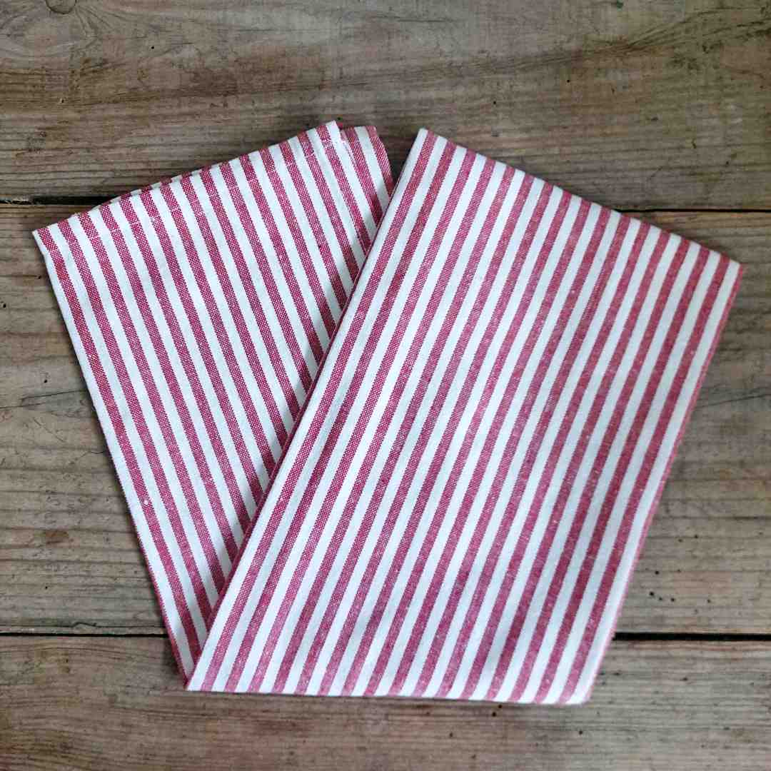 Red Cotton Stripe Tea Towel